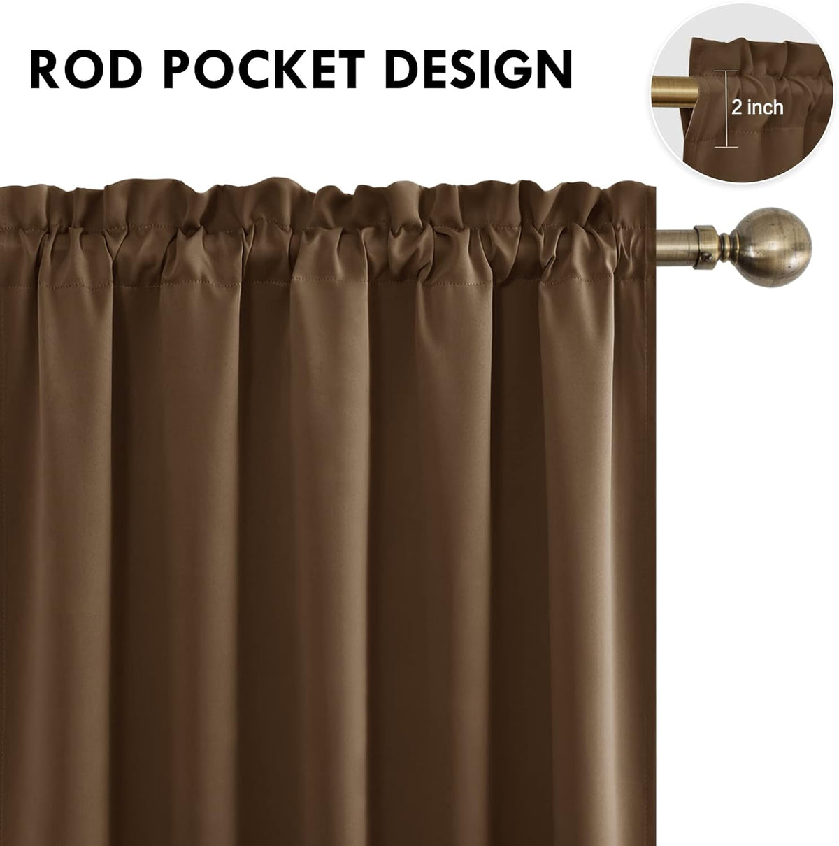 DWCN Brown Blackout Curtains for Bedroom, Thermal Insulated Energy Saving Room Darkening Curtains