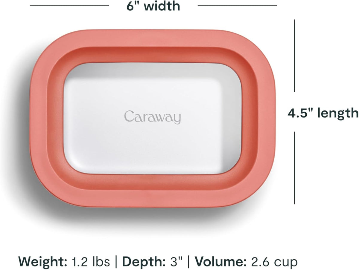 Caraway 6pc Glass Food Storage Set - 2.6 Cup Storage Containers For Food (6) - Non-Toxic