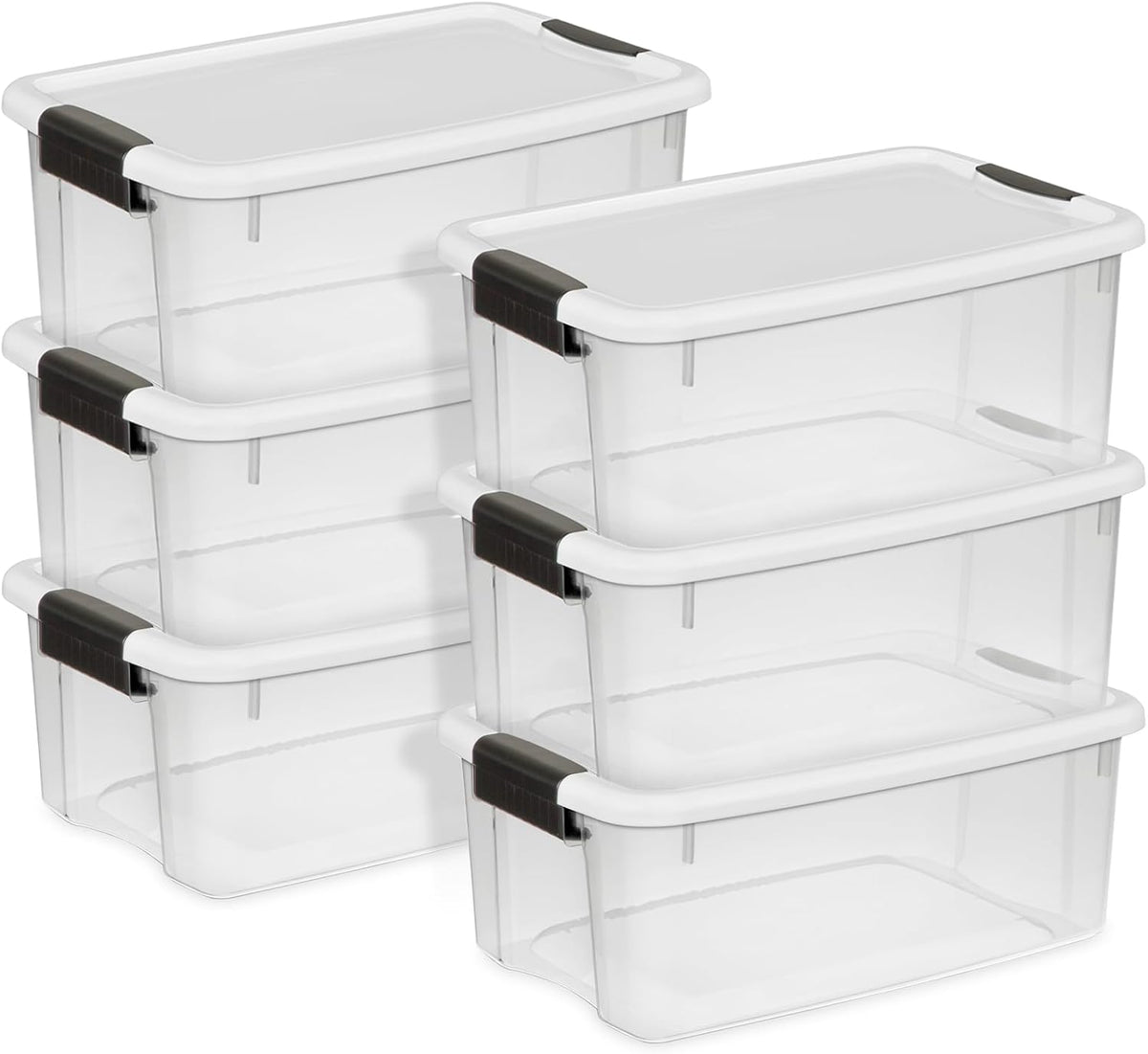 Sterilite 6-Pack Ultra Latching Box, Storage Bins with Lids, Clear Plastic, 18 Quart - Heavy-Duty