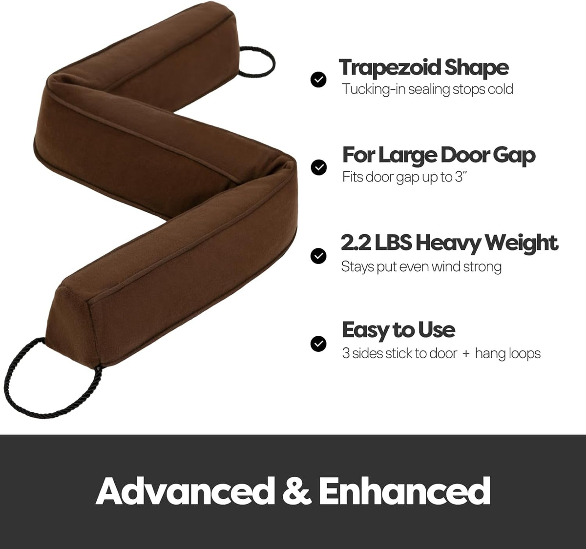 Weighted Door Draft Stopper for Front Door, Easy to Use Heavy 38 Inch Door Bottom Winter Cold Air