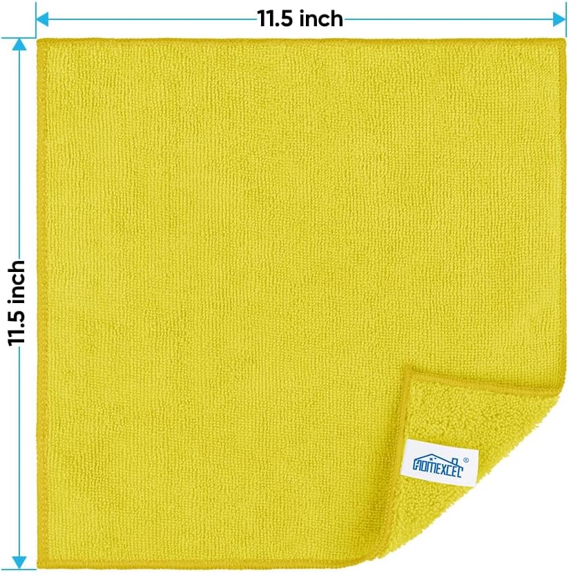 HOMEXCEL Yellow Microfiber Cleaning Cloth, 12 Pack Premium Microfiber Towels for Cars, Lint Free