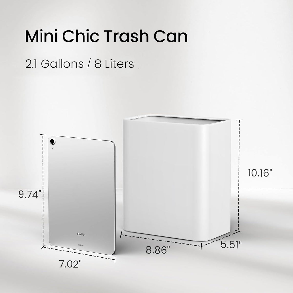 Cesun Small Bathroom Trash Can 2.1 Gallon Wastebasket, Modern Metal Garbage Can Office Waste