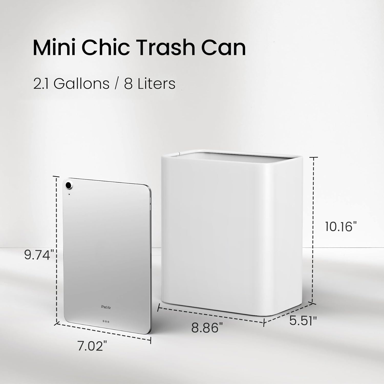 Cesun Small Bathroom Trash Can 2.1 Gallon Wastebasket, Modern Metal Garbage Can Office Waste