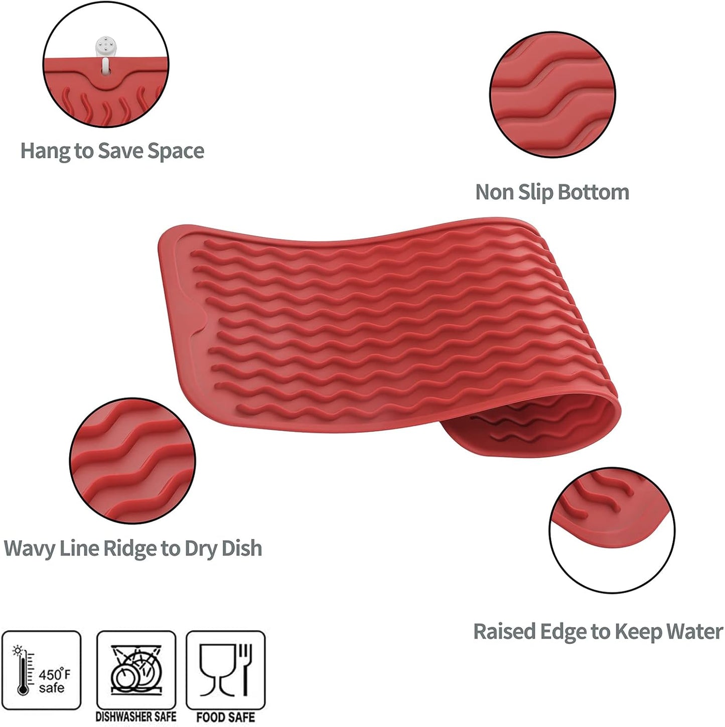 Silicone Dish Drying Mat for Multiple Usage,Easy clean,Eco-friendly,Heat-resistant Silicone Mat for