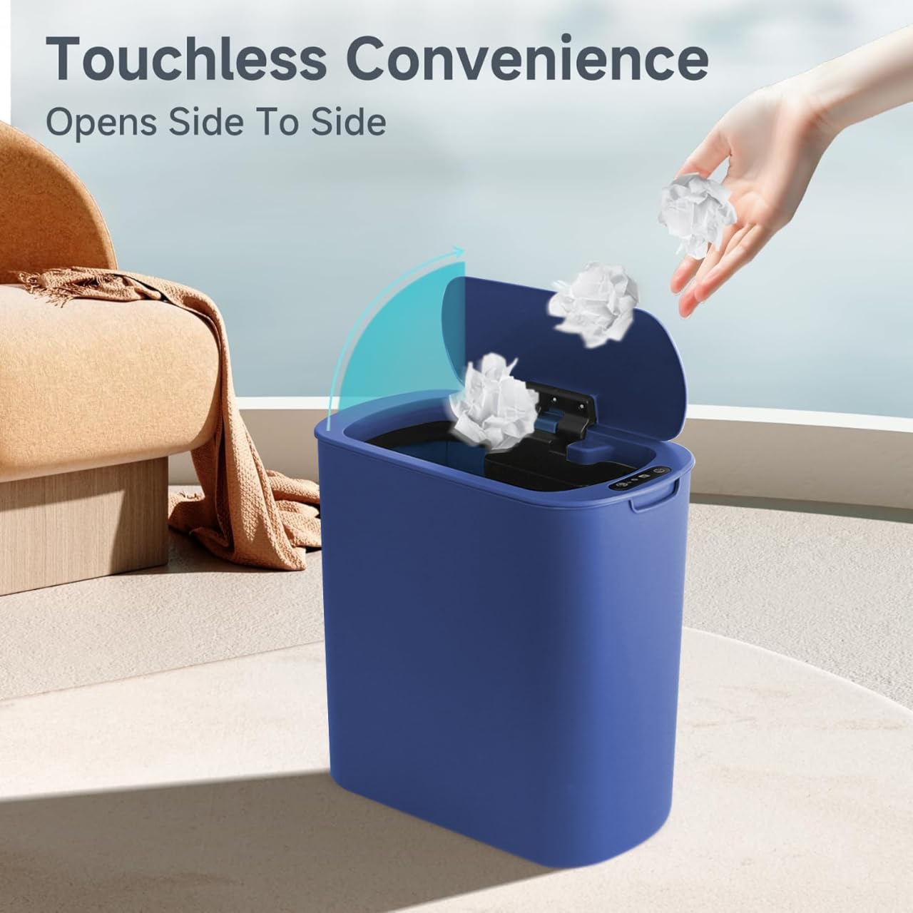 5 Gallon Motion Senor Bathroom Trash Can with Lid, Automatic Garbage Can Touchless, Smart Plastic