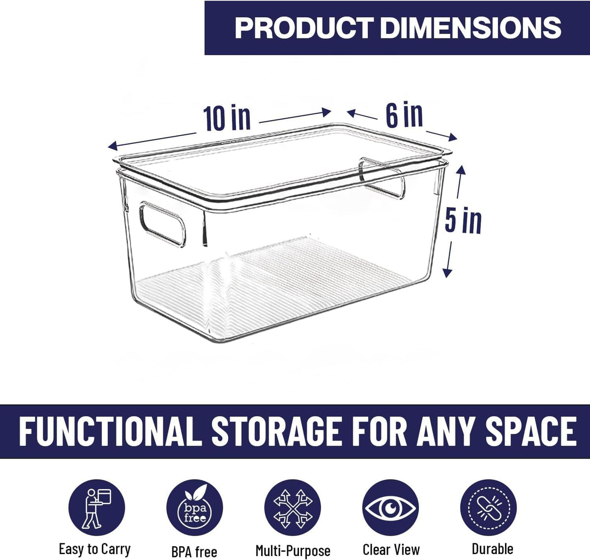 Clear Plastic Storage Bins with Lids, Perfect for Kitchen Organization or Pantry Organization and