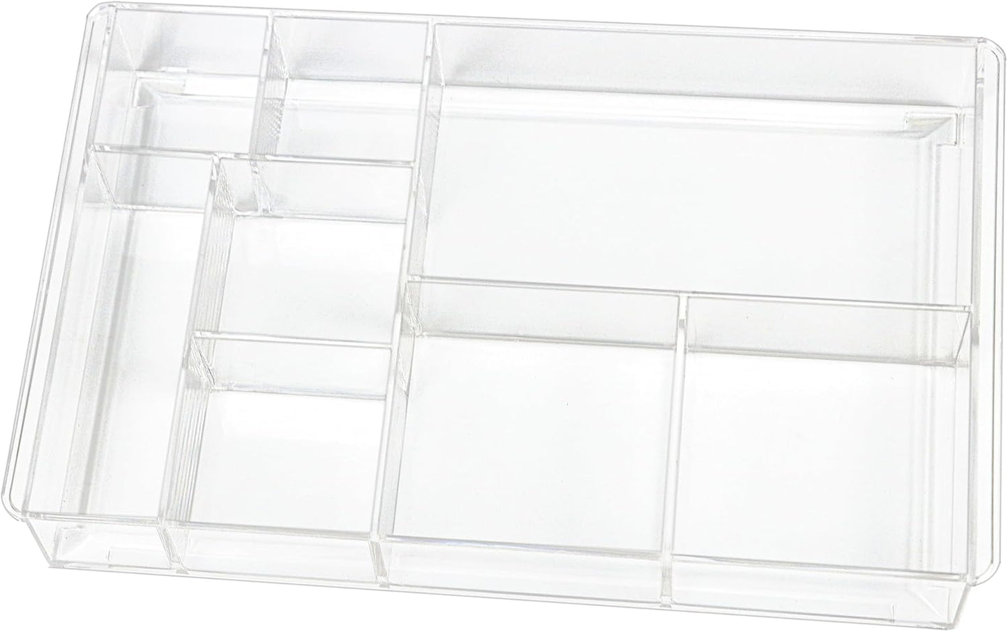 8-Section Clear Drawer Organizer, Large Acrylic Drawer Divider Tray for Desk,Bathroom,Office
