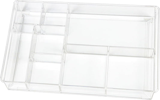 8-Section Clear Drawer Organizer, Large Acrylic Drawer Divider Tray for Desk,Bathroom,Office