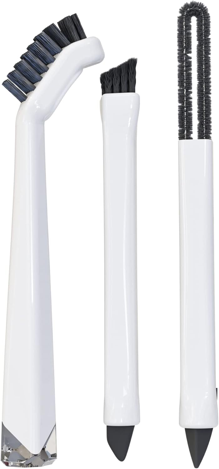Small Cleaning Brush Set 3pcs—Crevice Brushes for Cleaning—Scrub Brushes Set with Silicone Tipped