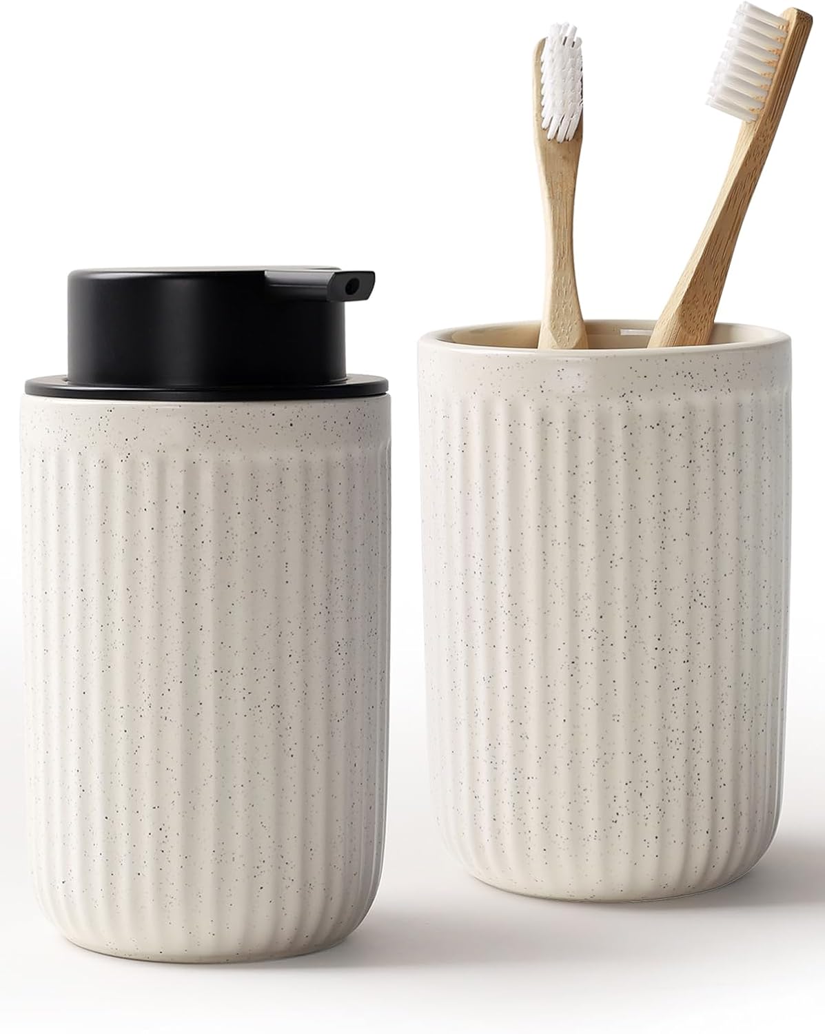 Bosilunlife Soap Dispenser and Toothbrush Holder Set - Dish Hand Soap Dispenser Bathroom Set