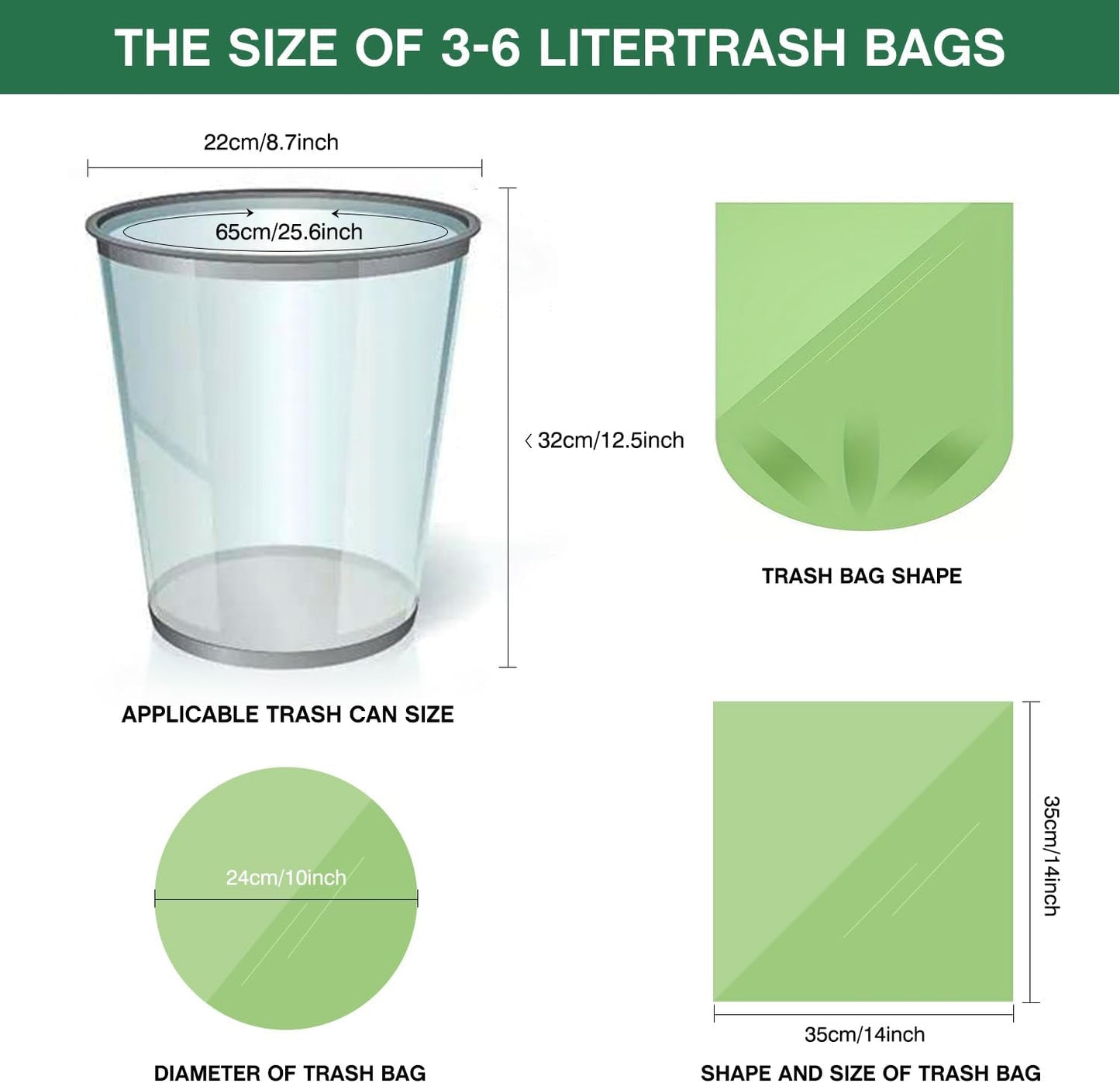 Small Trash Bags 1.2 Gallon (5L) - 120 Counts Garbage Bags, Unscented Compost Bags for Bathroom