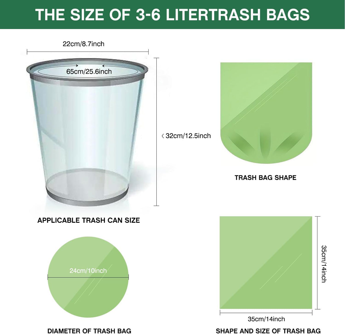 Small Trash Bags 1.2 Gallon (5L) - 120 Counts Garbage Bags, Unscented Compost Bags for Bathroom