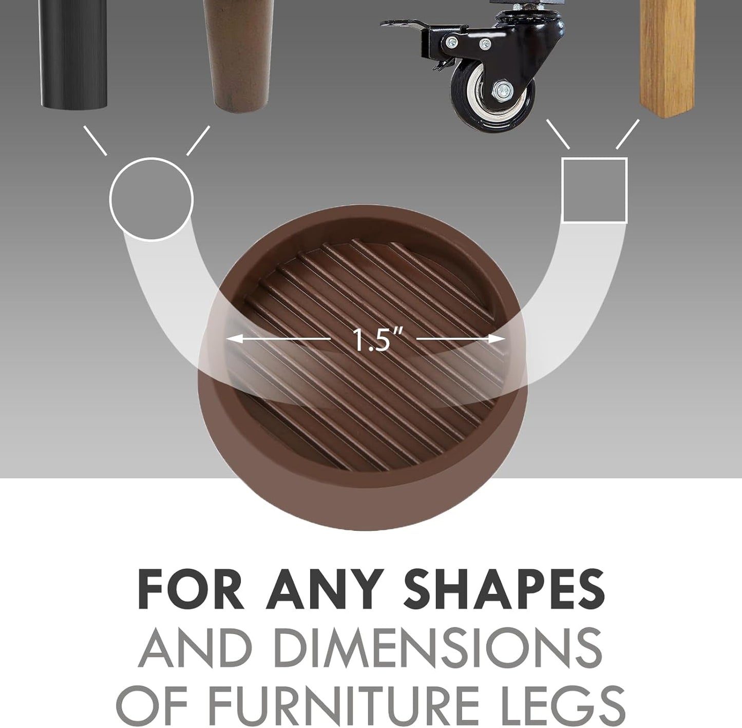 Non Slip Furniture Pads, 1.5” Round Rubber Caster Cups, 12 Pcs Furniture Coasters, Anti-Slip