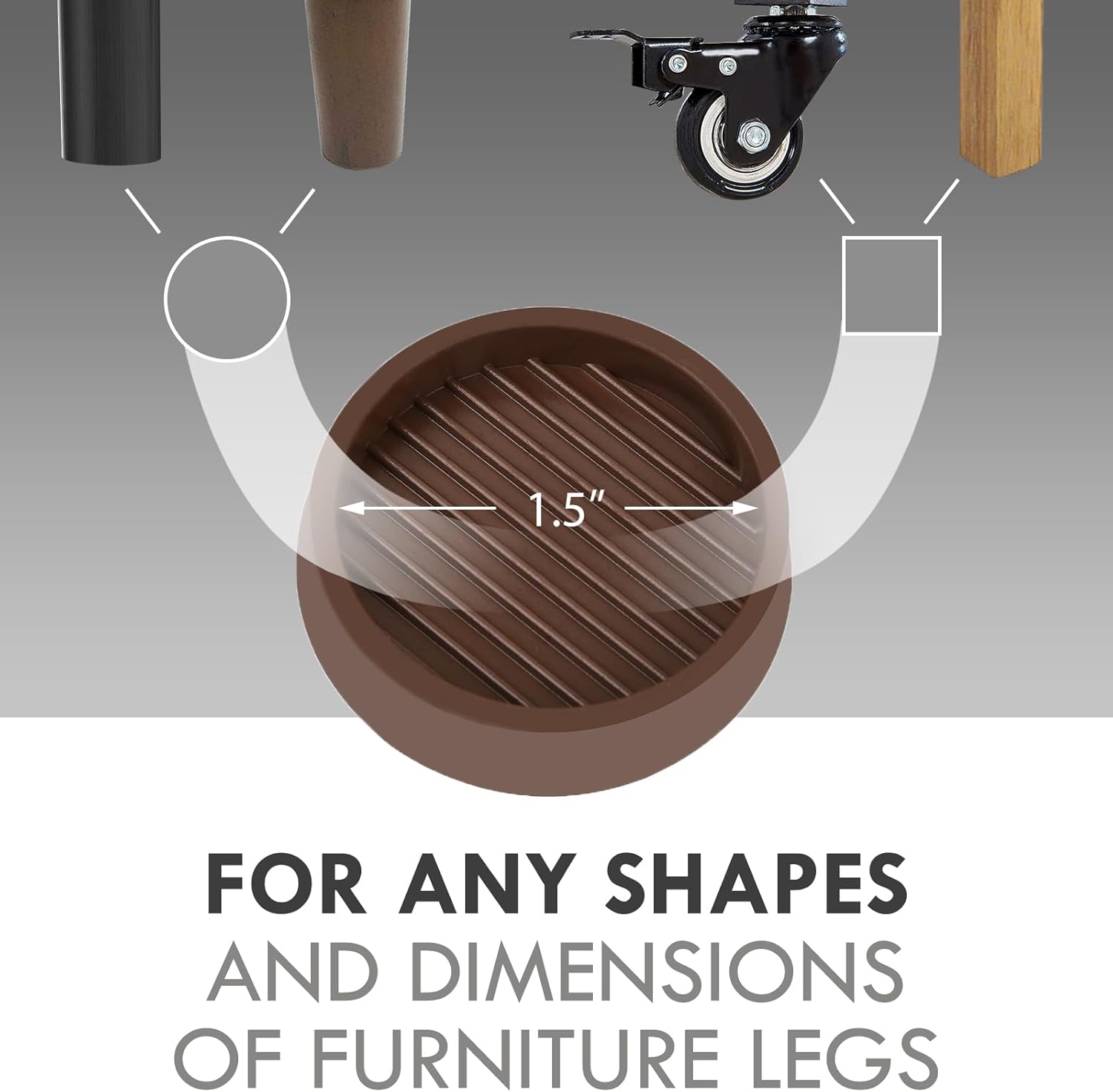 Non Slip Furniture Pads, 1.5” Round Rubber Caster Cups, 12 Pcs Furniture Coasters, Anti-Slip