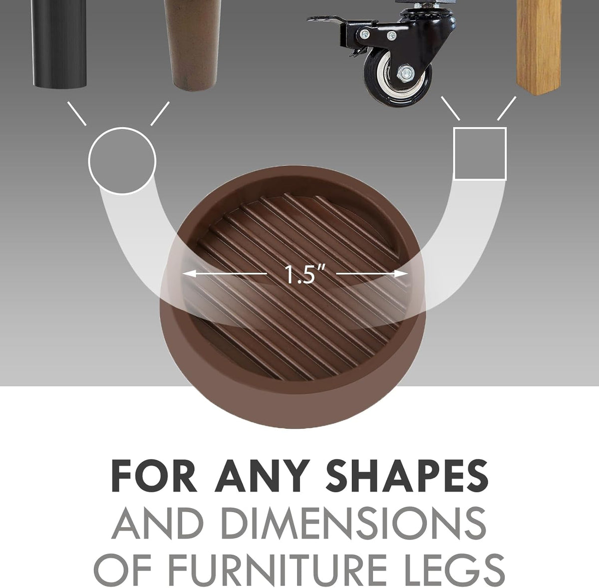 Non Slip Furniture Pads, 1.5” Round Rubber Caster Cups, 4 Pcs Furniture Coasters, Anti-Slip