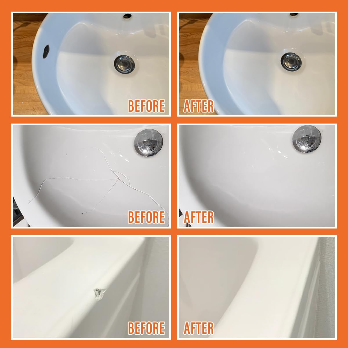 Porcelain Repair Kit White, High-Gloss Chipped Sink & Tile Repair Kit to Quickly Fix Sinks Chips