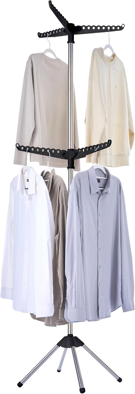 Clothes Drying Rack Foldable, 74.8 inch 2 Tier Laundry Drying Rack with Rotating Clothes Rail for