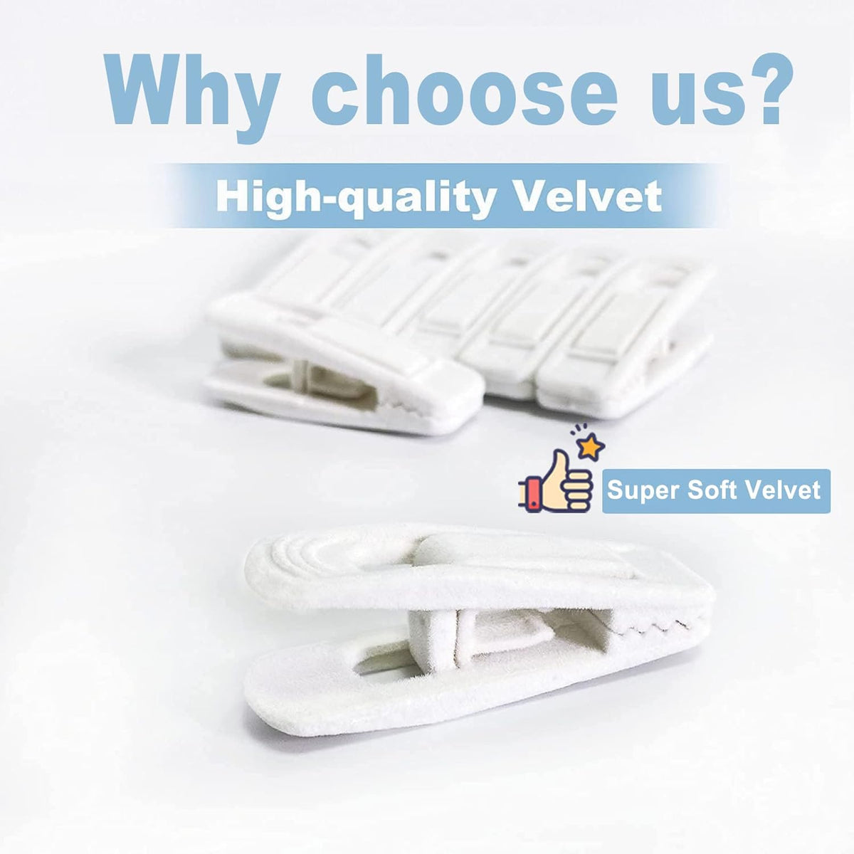 White Velvet Hangers Clips 40 PCS, Pants Hangers Velvet Clips Easily Add to Velvet Hanger, Skirt