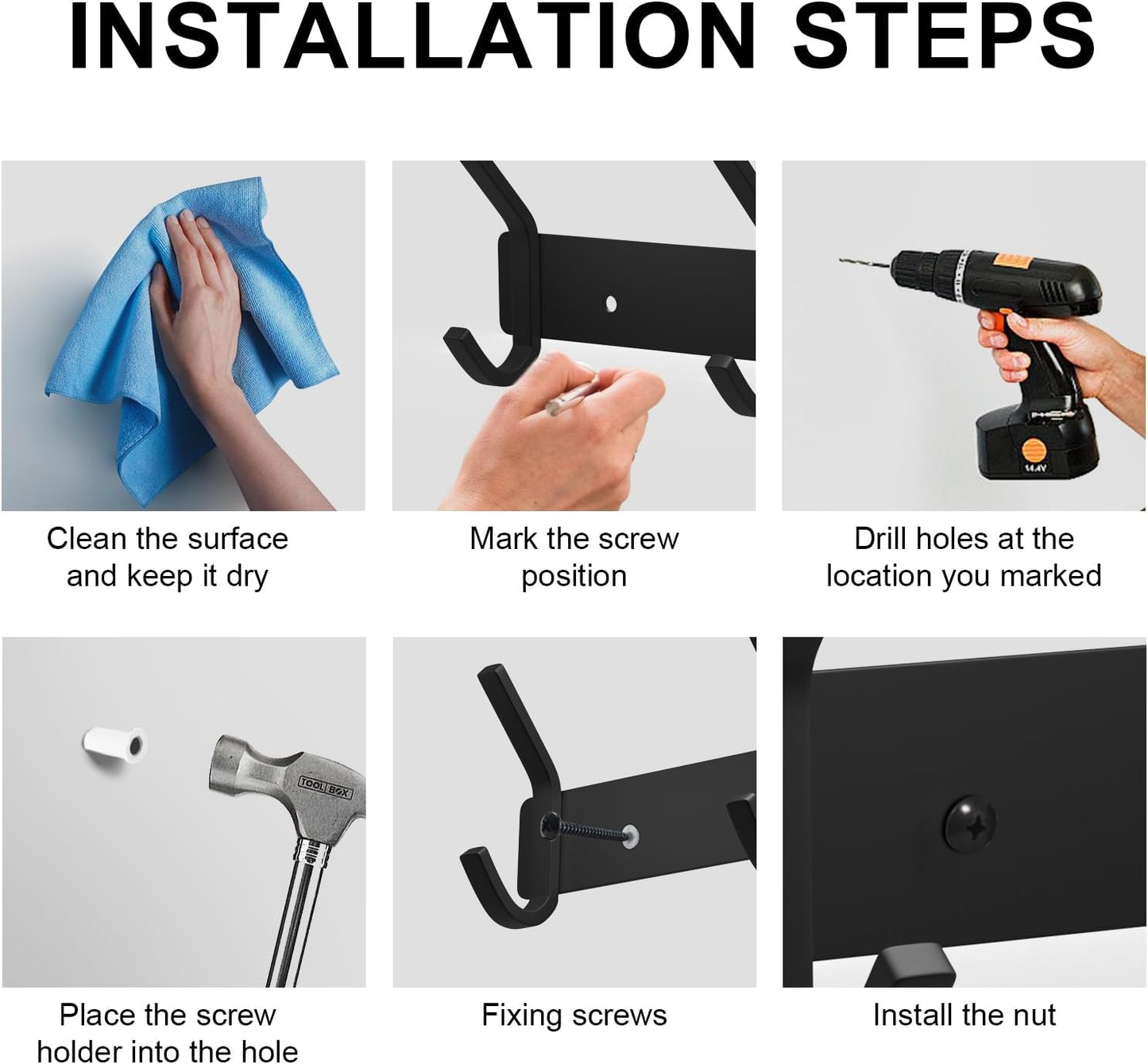 VAEHOLD Wall Hooks, Heavy Duty Aluminum Towel Hooks for Hanging Coat, Hat, Key, Clothes, Closet