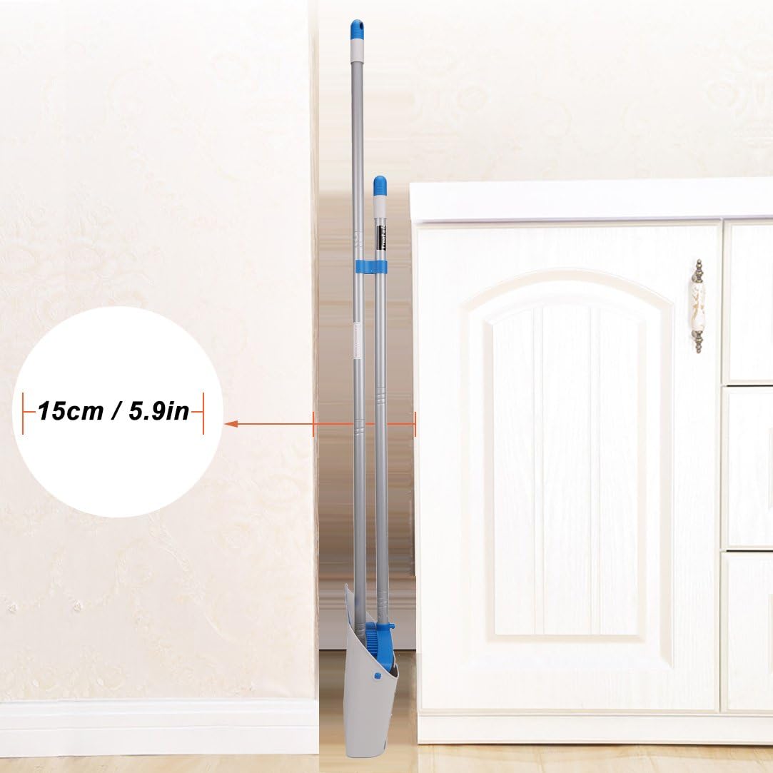 TreeLen Long Handle Broom and Dustpan Set,Upright Dust Pan Combo for Home, Kitchen, Room, Office