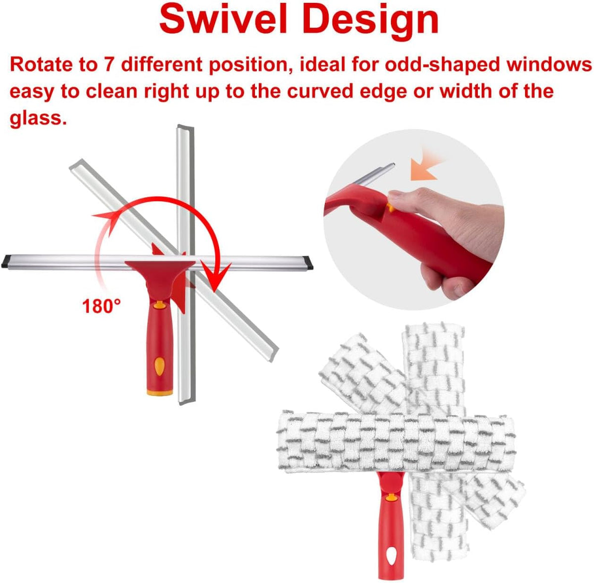 ITTAHO Squeegee for Window Cleaning, 12" Squeegee and 11" Microfiber Scrubber Combi with Stainless