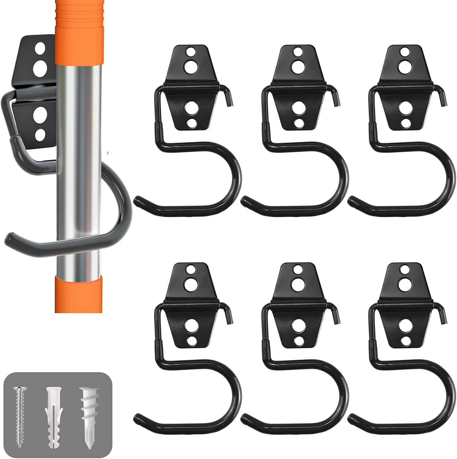 LIGHT DUST Broom Holder Wall Mount - 12 Pack Tool Hangers Garage Wall Hanging Organizer - Heavy