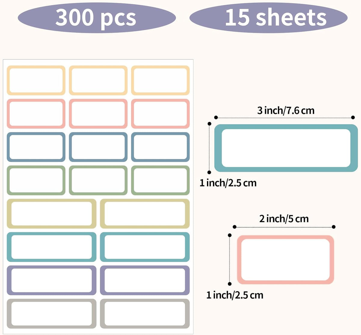 STARLIBOO Removable Labels, Removable Colored Labels Stickers, Self-Adhesive Rectangular Stickers