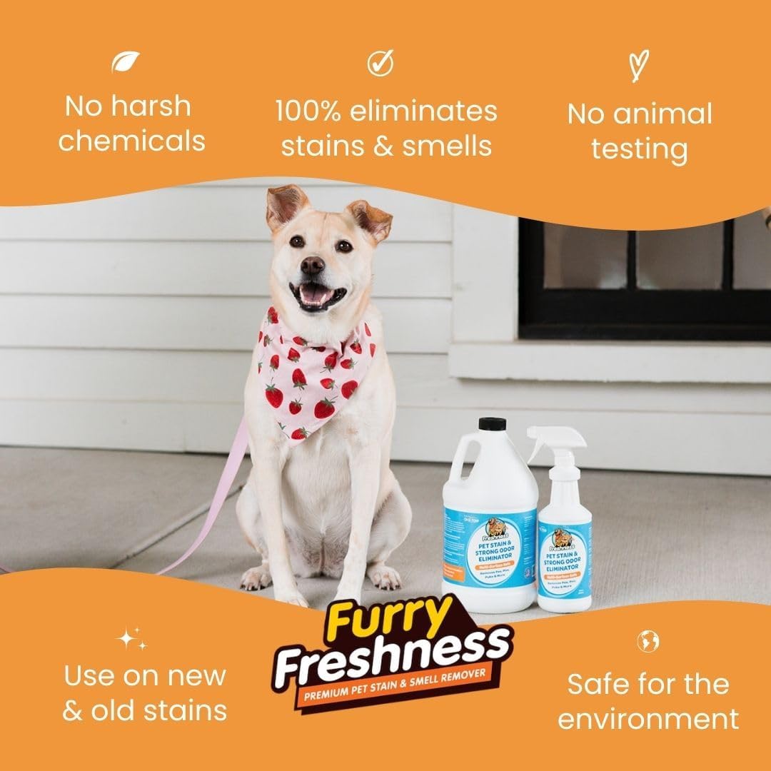 FurryFreshness Extra Strength Cat or Dog Pee Stain & Permanent Odor Remover + Smell Eliminator