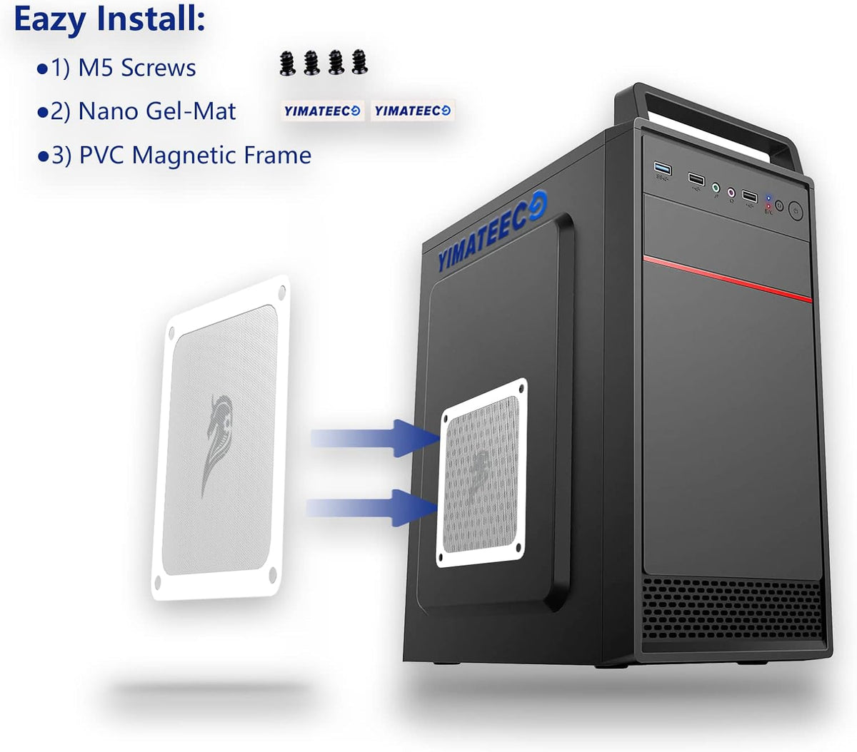 140mm Fan Filter PC Dust Filter Computer Fan Grills Dust Mesh Magnetic Frame PC Case Cover