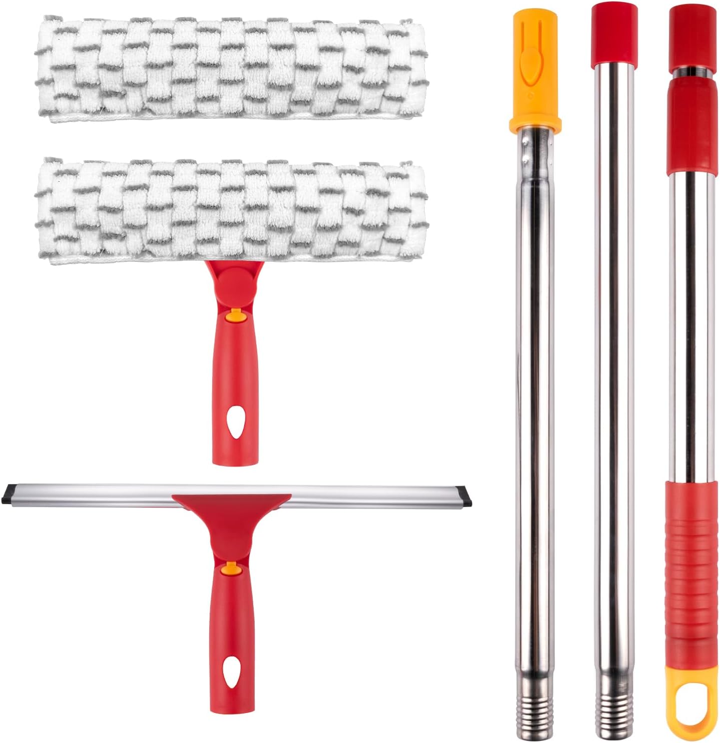 ITTAHO Squeegee for Window Cleaning, 12" Squeegee and 11" Microfiber Scrubber Combi with Stainless