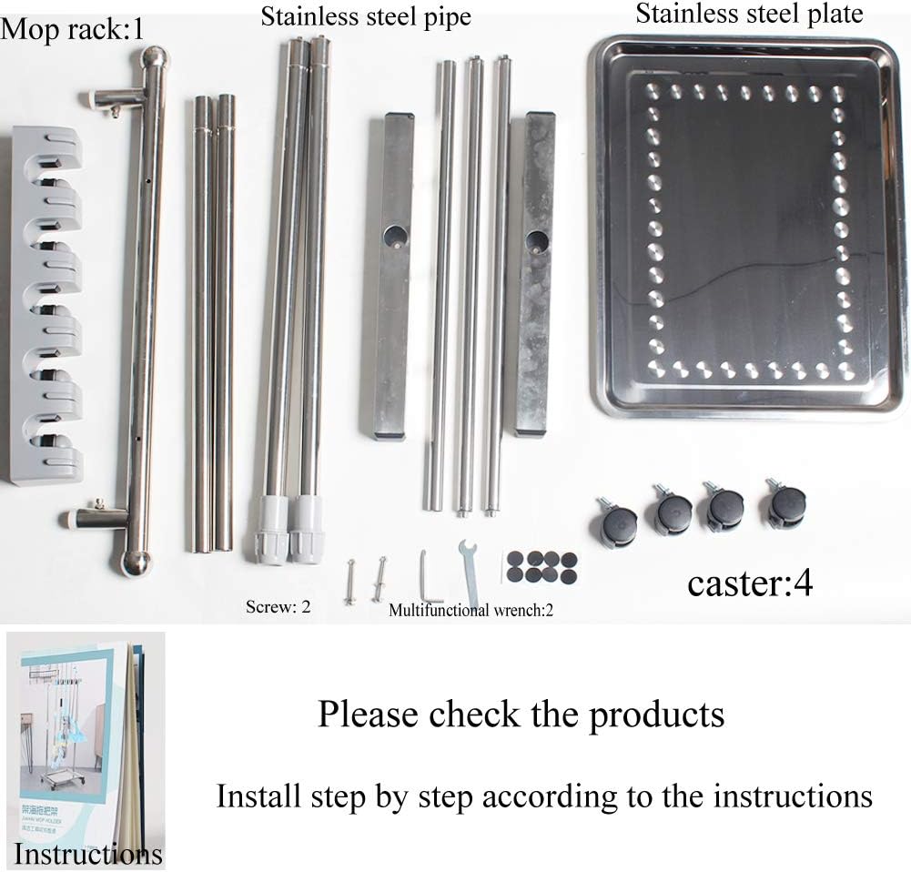 movable mop broom holder put wet mops floor standing cleaning tool rack stainless for schools