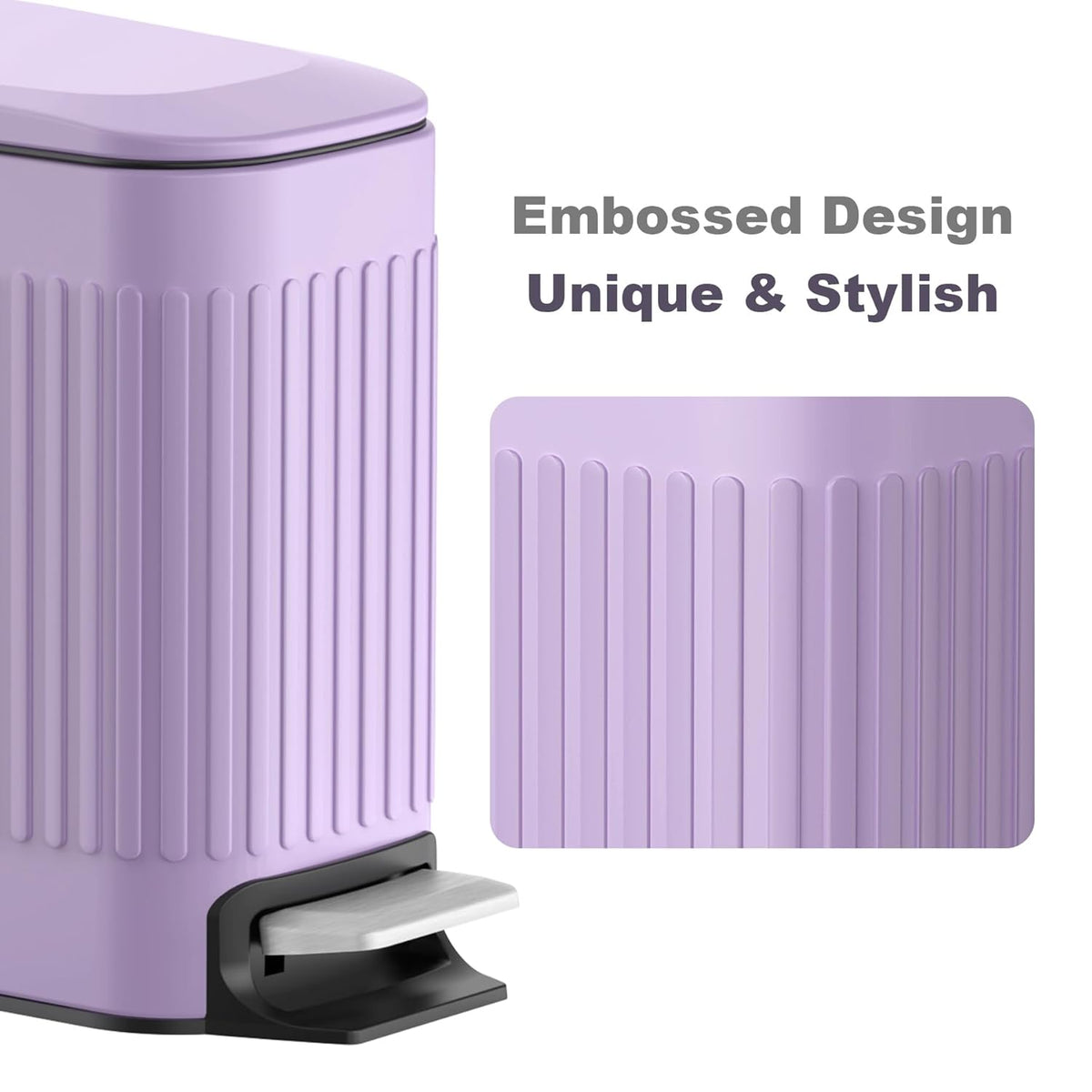 TrashAid Slim Bathroom Trash Can with Lid Soft Close, 6 Liter/1.6 Gallon Stainless Steel Small
