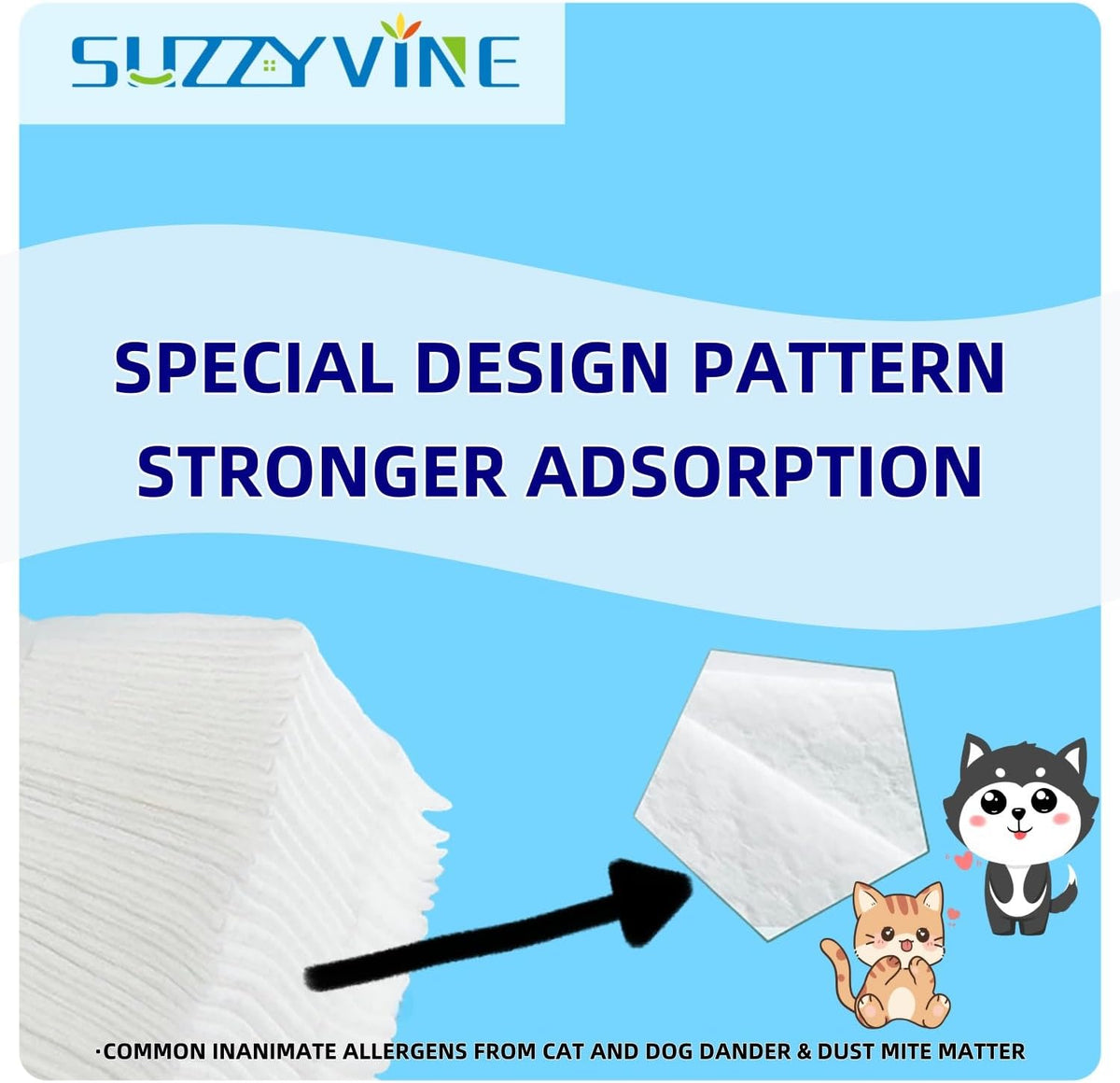 SUZZYVINE Dry Sweeping Cloths Mop Refills Disposable Floor Cleaning Wipes Compatible with Swiffer
