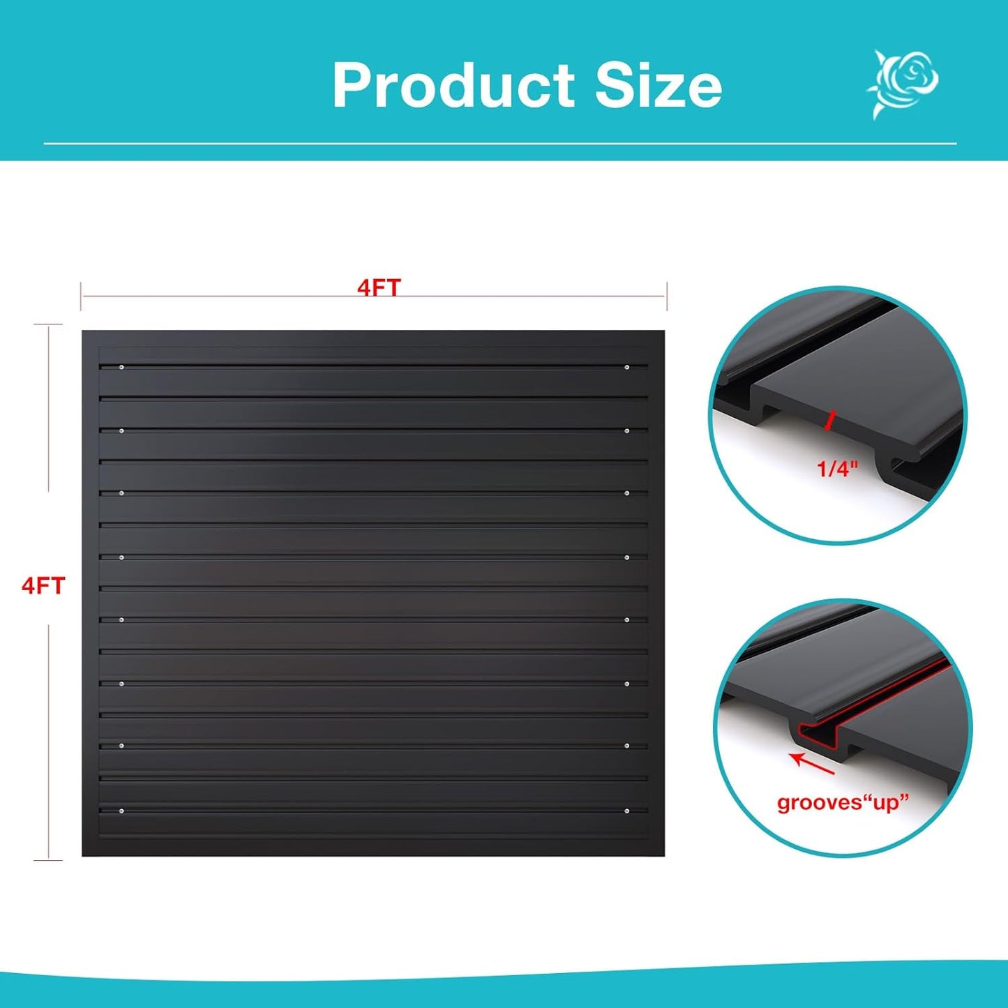 NeatiEase Slatwall Panel Wall Storage Systems, 4 x 4ft Slat Wall Paneling Garage Wall Organizer