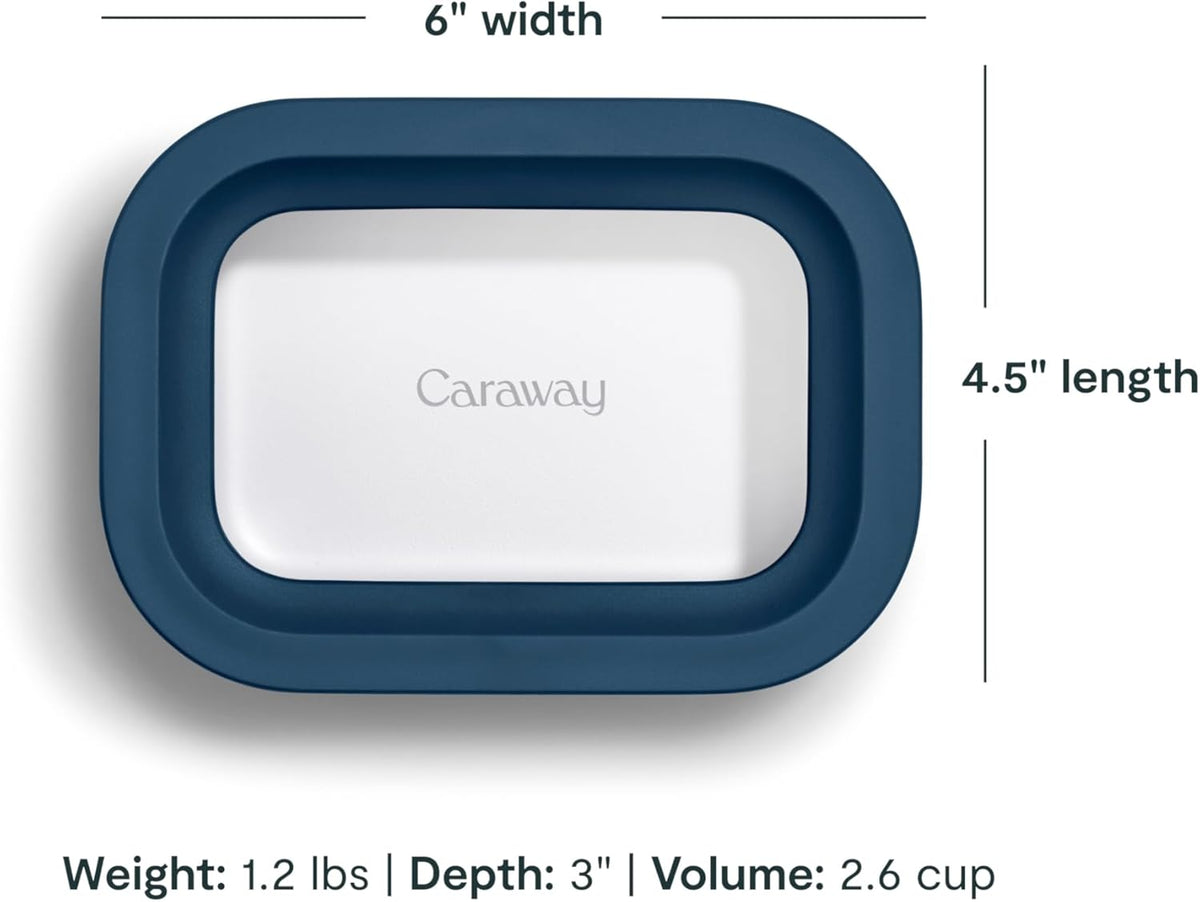 Caraway 2pc Glass Food Storage Set - 2.6 Cup Food Containers (2) - Non-Toxic Ceramic-Coated Glass