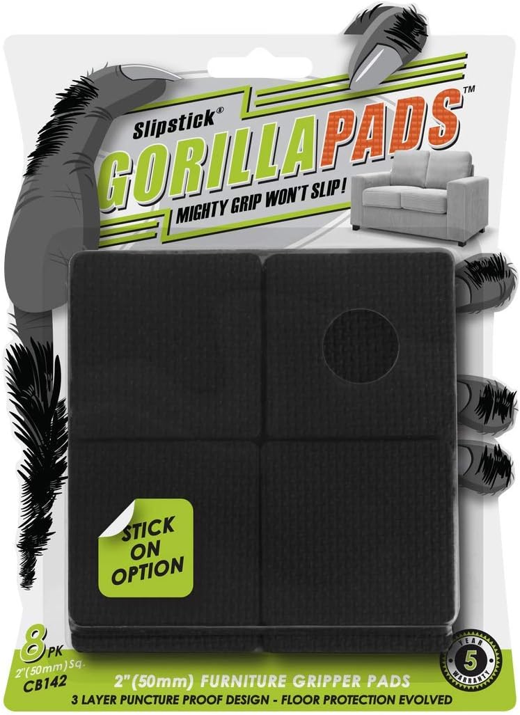 Slipstick GorillaPads CB142 Non-Slip Furniture Pads/Grippers (Set of 8) Furniture Leg Floor