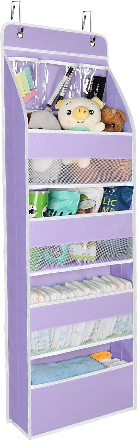 Univivi 5-Shelf Fabric Door Storage Over Door Hanging Organizer with 4 Large Pockets and 3 Small