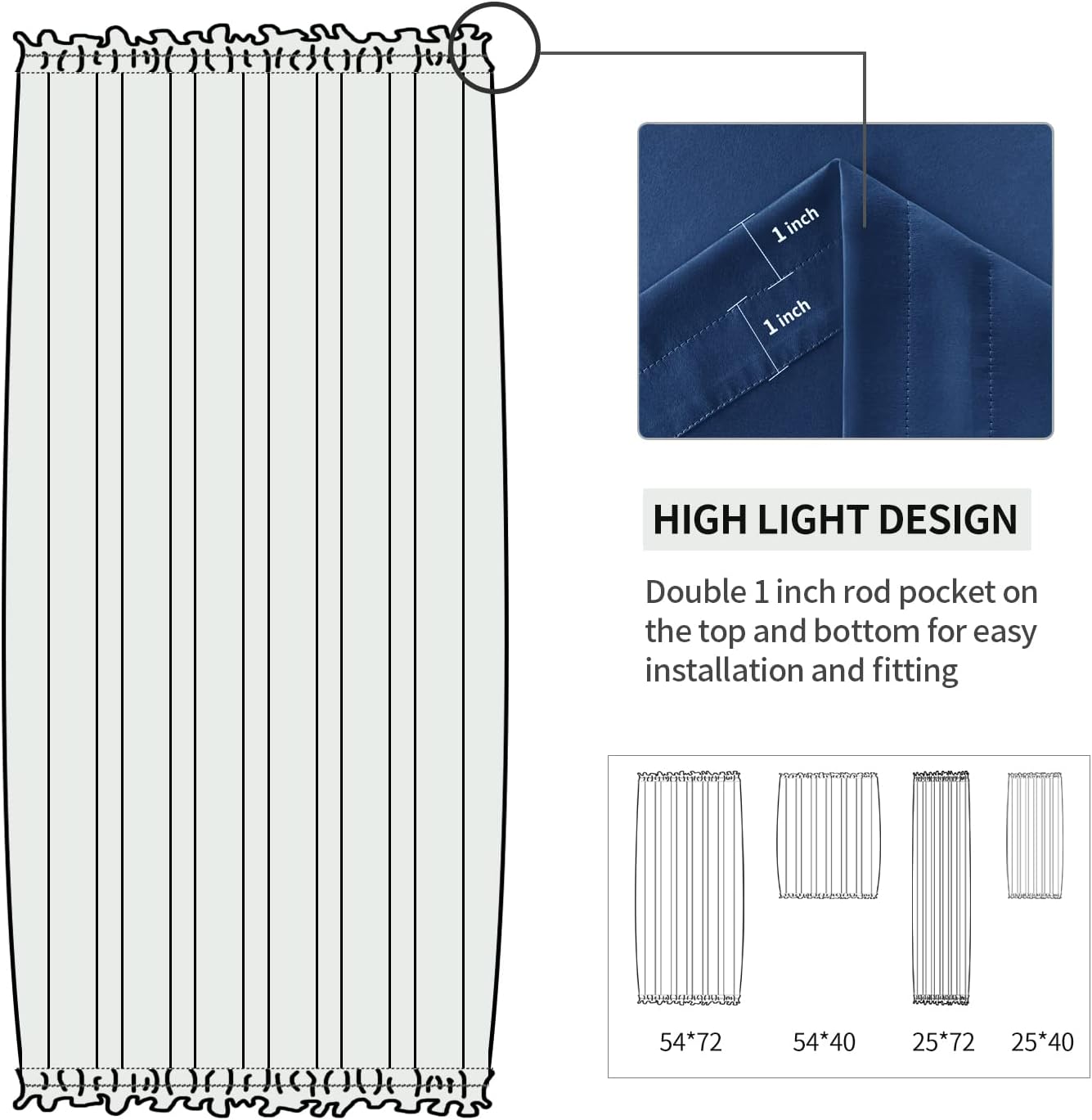 DWCN French Door Curtains – Rod Pocket Thermal Blackout Curtain for Window/Patio