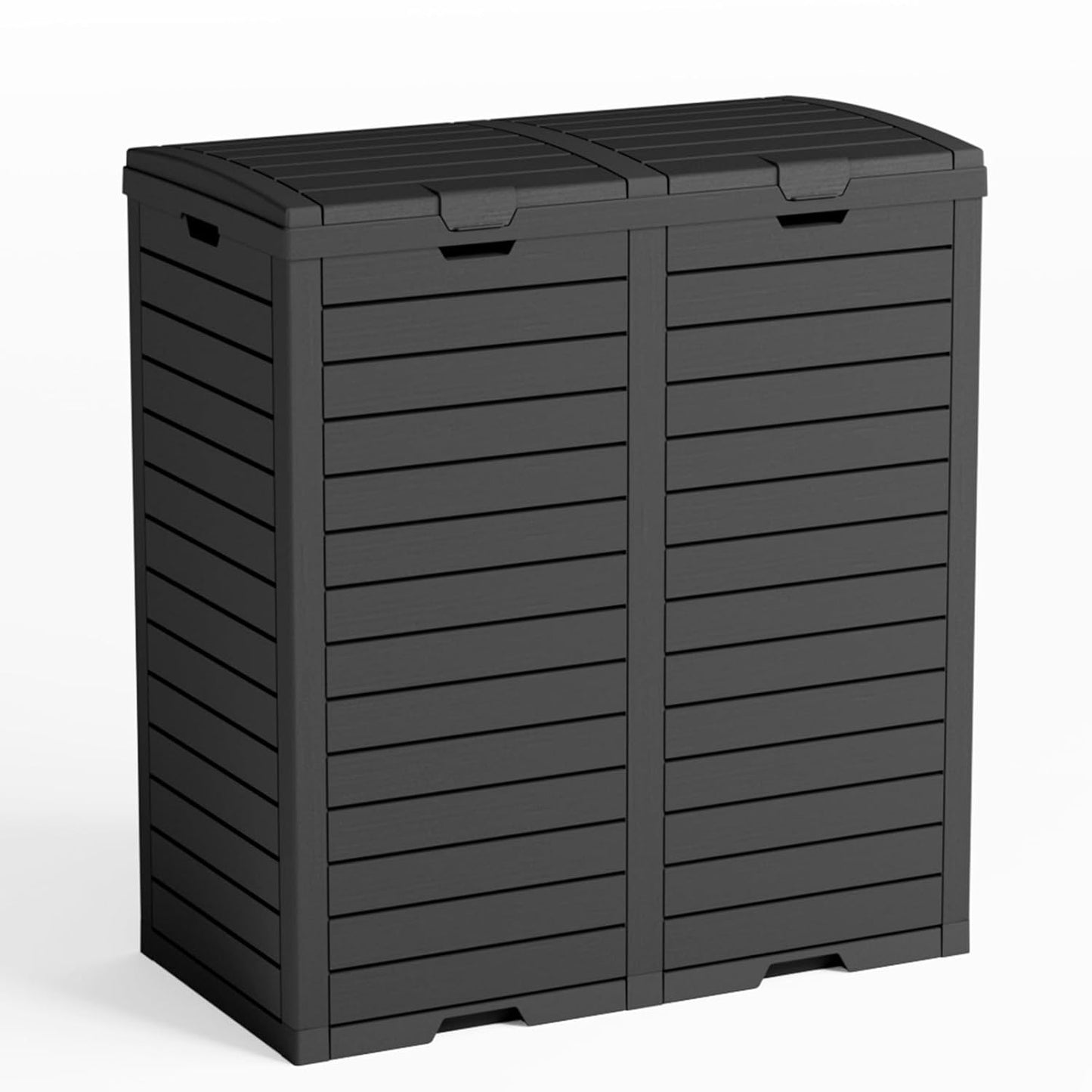 62 Gallon Outdoor Trash Can with Tiered Lid and Drip Tray,Waterproof Resin Waste Bin