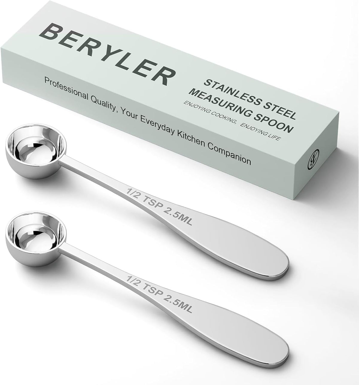 2PCS 1/2tsp(1/6tbsp, 2.5 ml) Single Measuring Spoon, Stainless Steel Individual Teaspoon, Metal