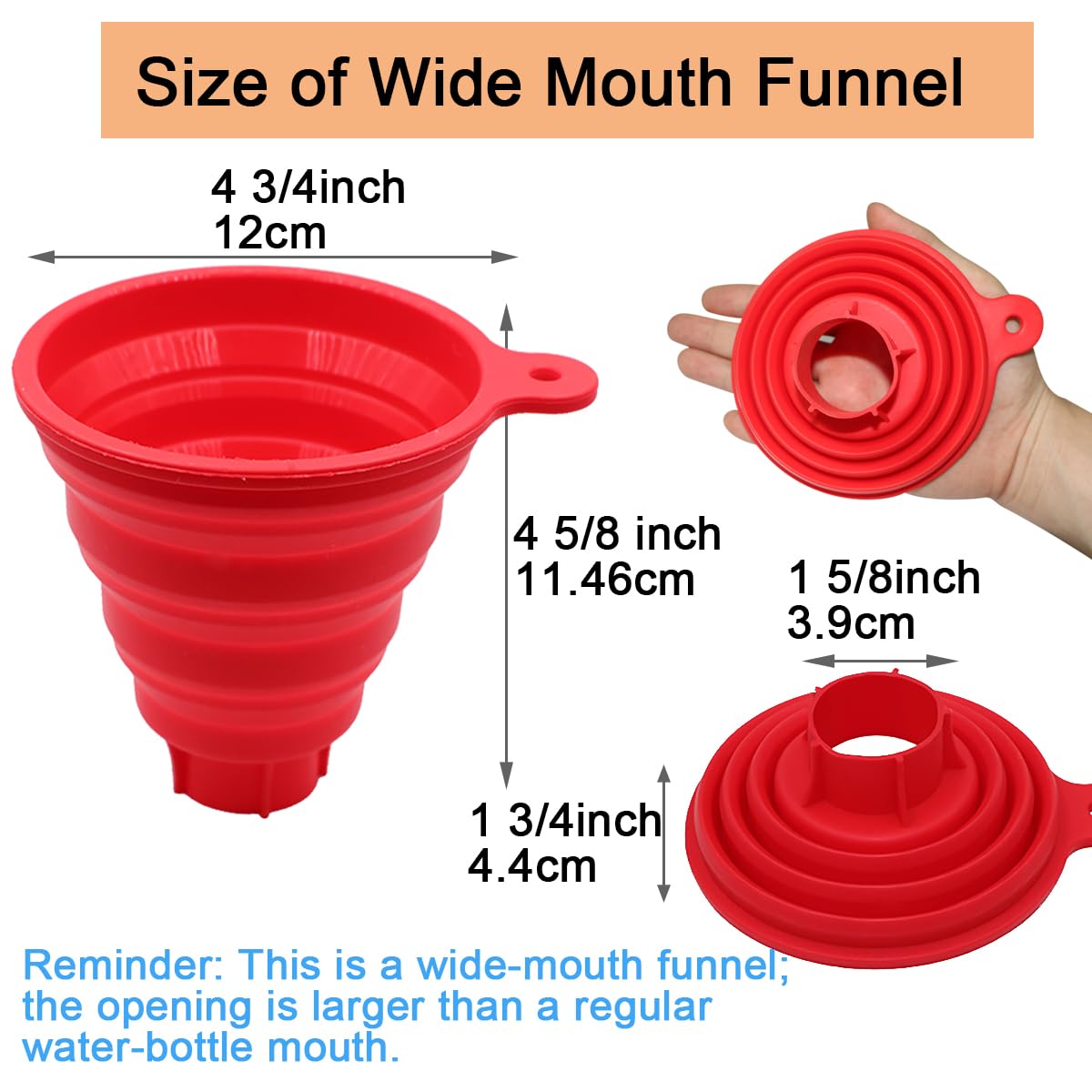 KongNai Silicone Collapsible Wide Mouth Funnel for Jars, Foldable Large Canning Funnel for Wide