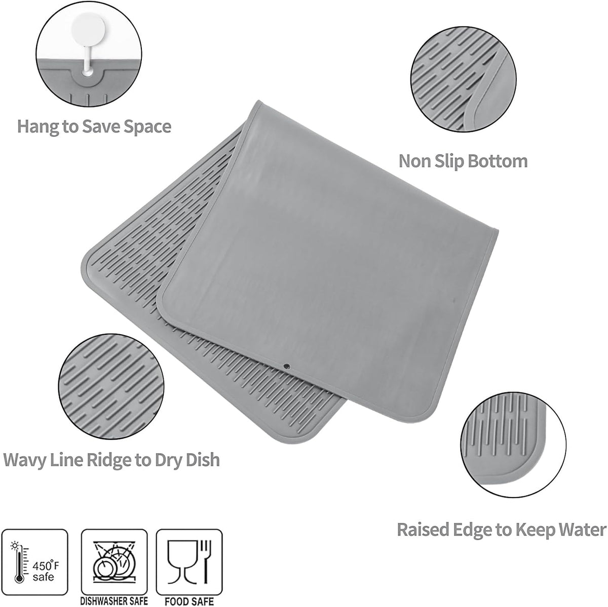 Silicone Dish Drying Mat for Multiple Usage,Easy clean,Eco-friendly,Heat-resistant Silicone Mat for