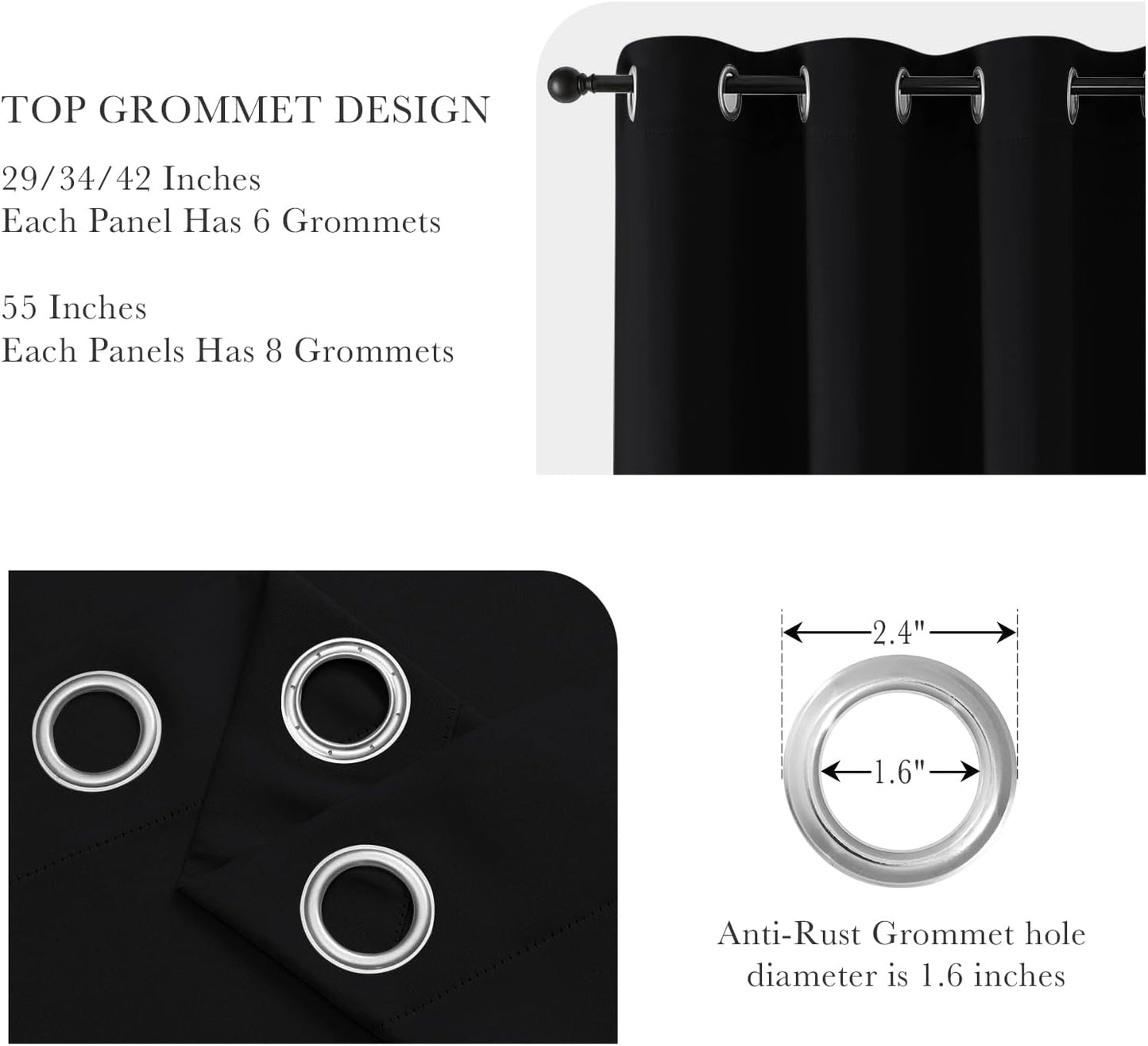 PONY DANCE Blackout Curtain Drapes - Window Treatments Solid Thermal Insulated Grommet Blackout
