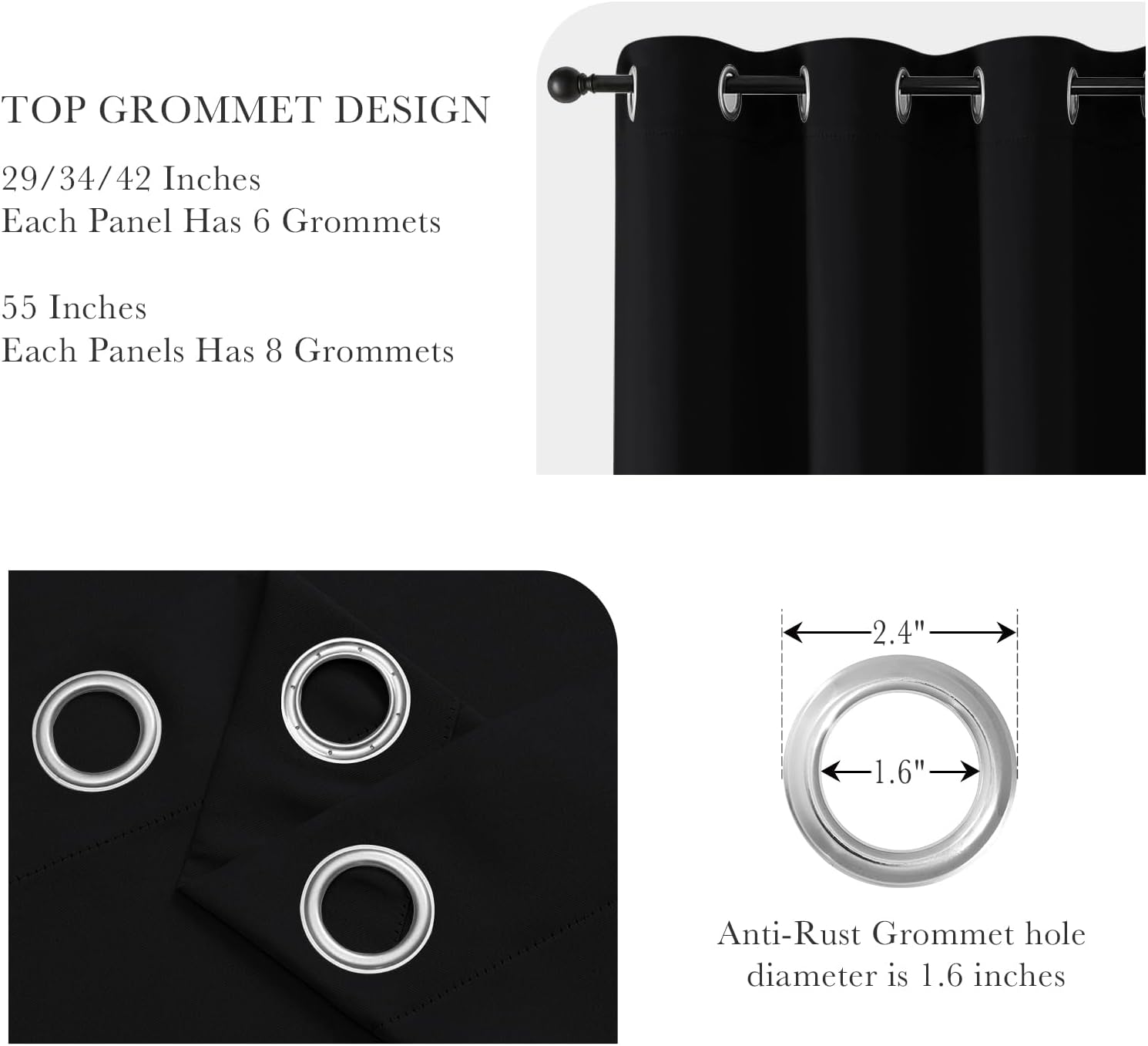 PONY DANCE Blackout Curtain Drapes - Window Treatments Solid Thermal Insulated Grommet Blackout