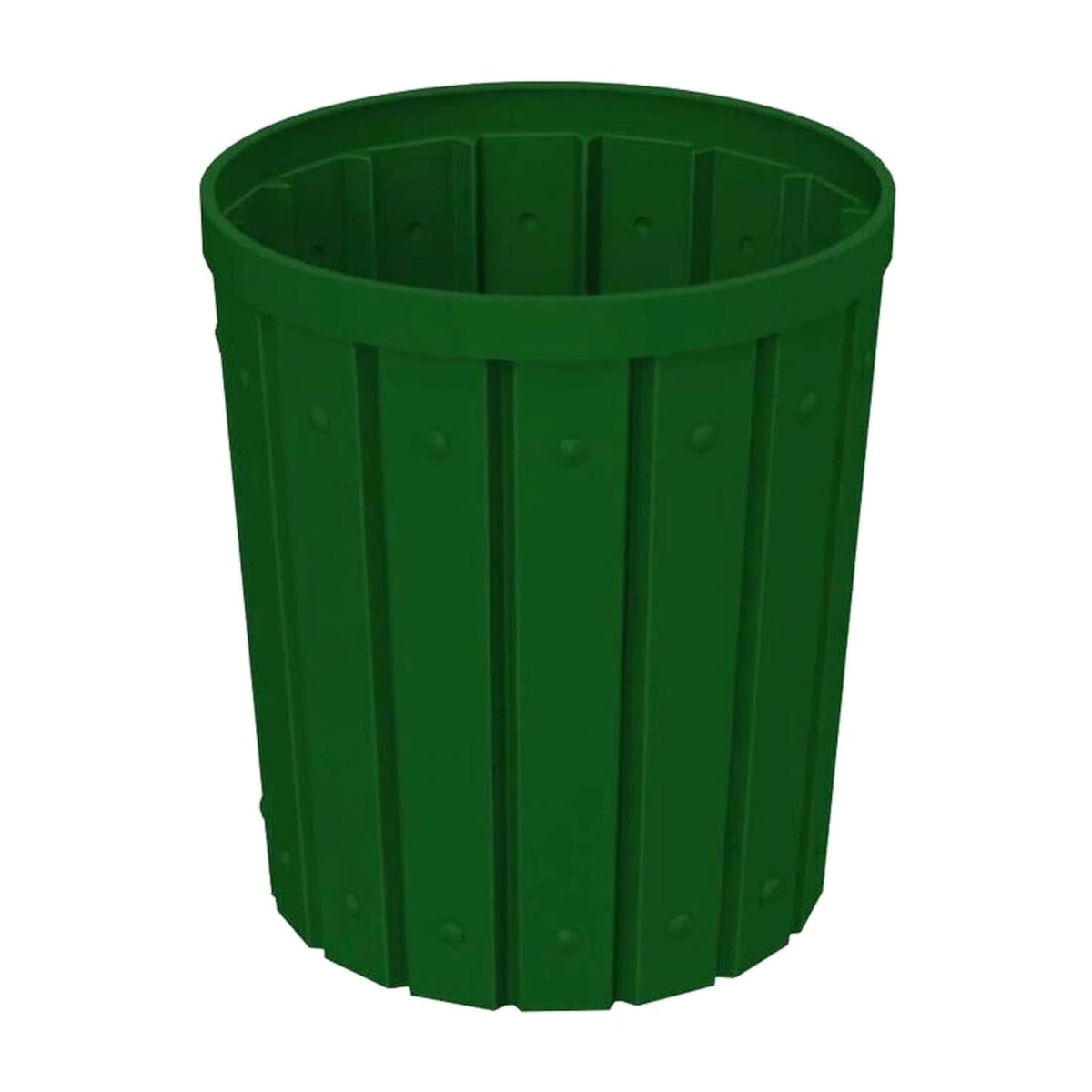 42 Gallon Slatted Circle 100% Recycled Plastic Commercial Outdoor and Indoor Trash Can with Push