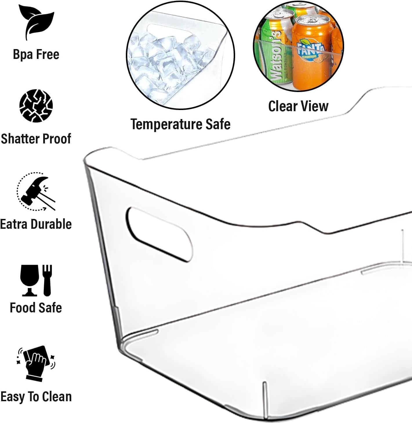 Clear Extra Large Plastic Storage Bins, Pantry Organizers and Storage Containers Fridge Organizer