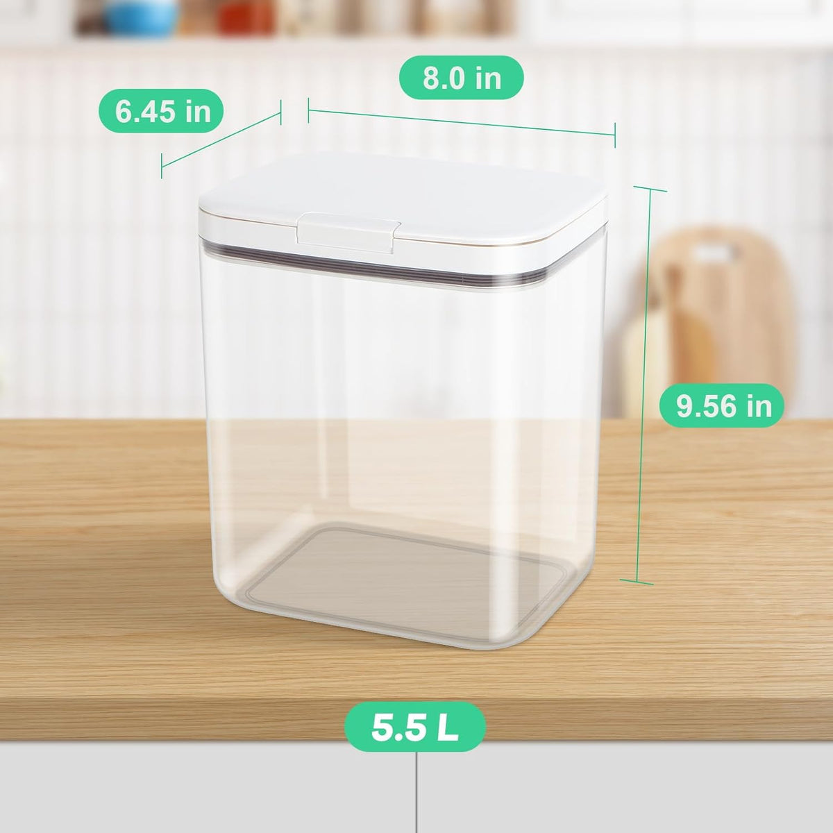 Rice Storage Container - 5.8 Qt | 11 Lbs Crystal-Clear Plastic Food Storage Container Bin with