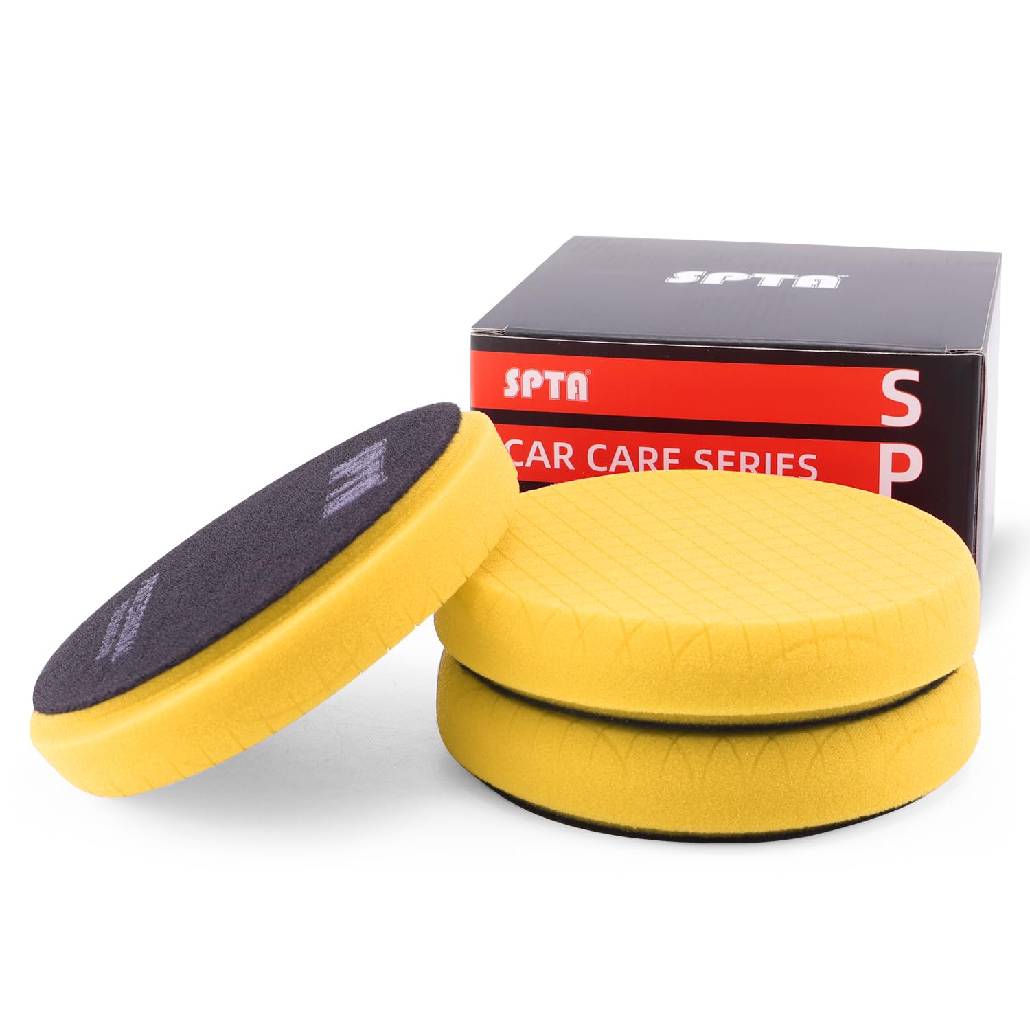 Yellow Medium Cut Pad, Buffing Polishing Pads, SPTA 3Pcs 6.5 Inch Face for 6 Inch 150mm Backing