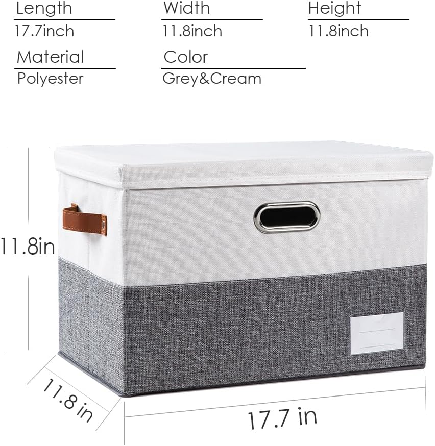 PRANDOM Foldable Storage Bins with Lids [3-Pack] Fabric Collapsible Storage Boxes Baskets Cubes