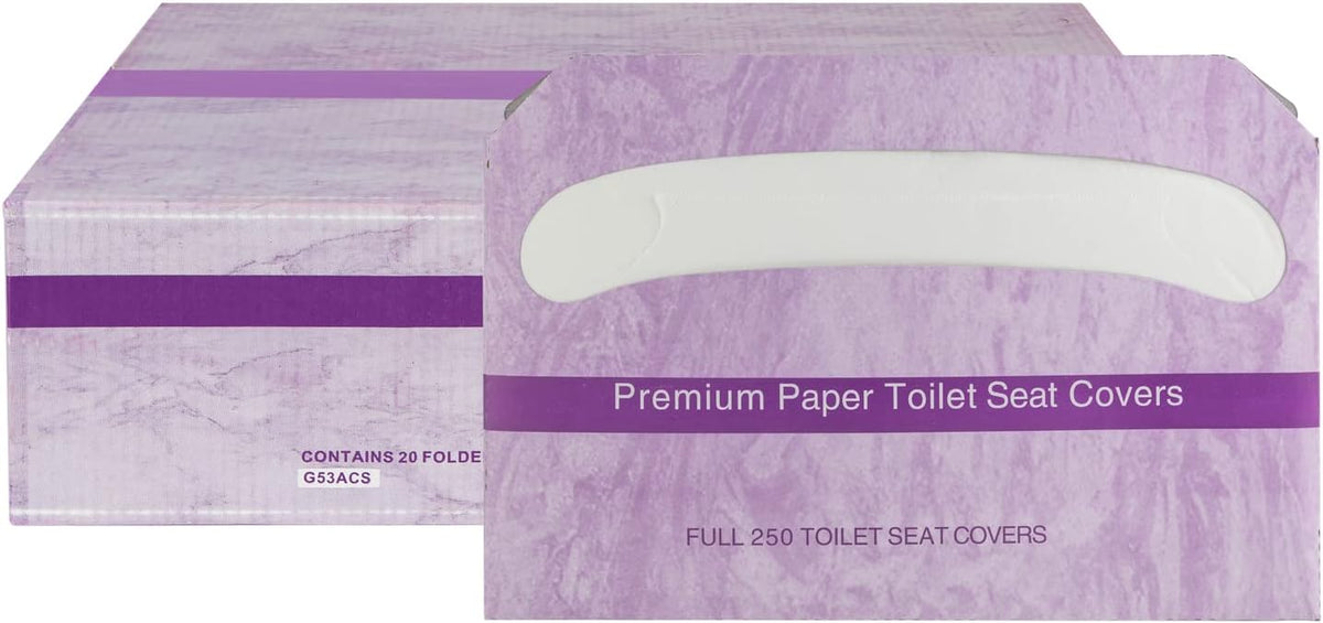 EZbrnd Premium Half-Fold Disposable Toilet Seat Covers, Flushable Paper Cover for Bathtoom, White